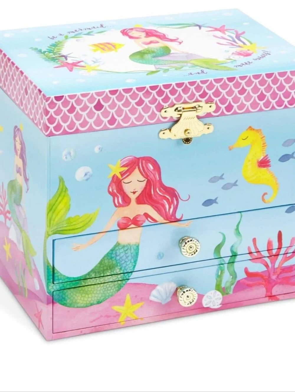 Mermaid Musical Jewelry Box for Kids - Pink & Blue